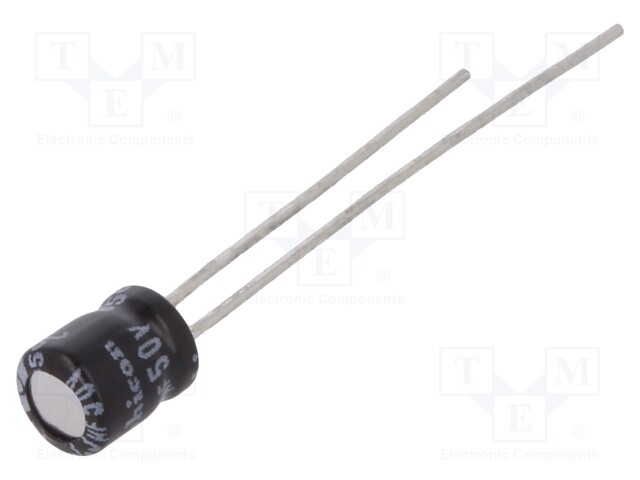 Capacitor: electrolytic; THT; 3.3uF; 50VDC; Ø4x5mm; Pitch: 1.5mm