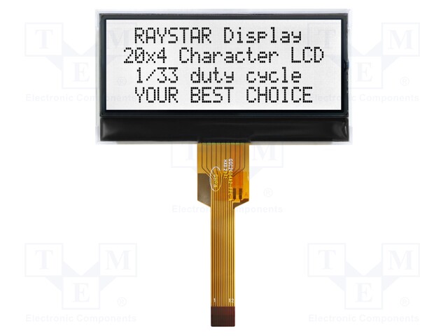 Display: LCD; alphanumeric; COG,FSTN Positive; 20x4; LED; PIN: 12