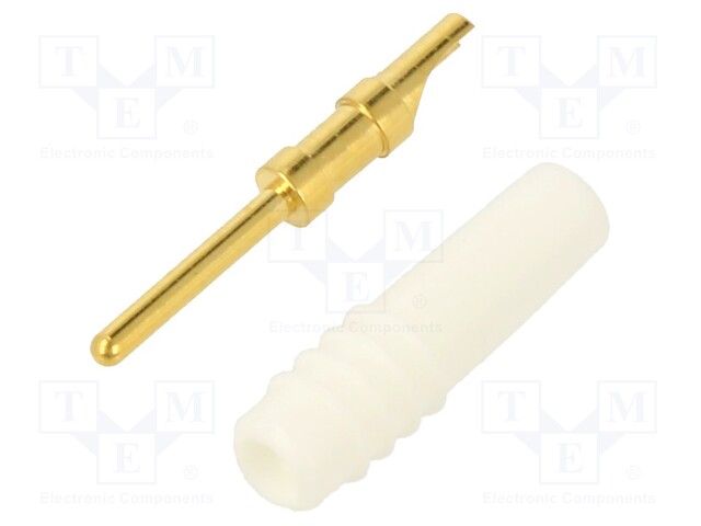 Plug; 1mm banana; 6A; 30VAC; 60VDC; white; gold-plated; Ø: 0.25mm