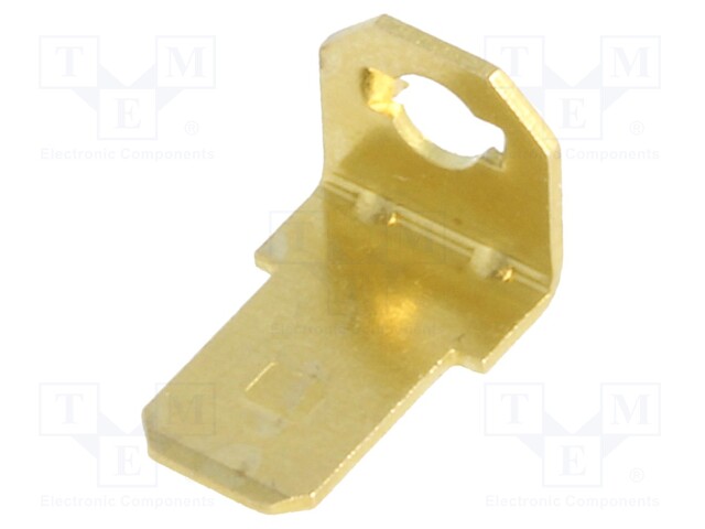 Terminal: flat; 4.8mm; 0.5mm; male; M2,5; screw; brass; angled 90°