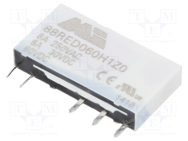 Relay: electromagnetic; SPDT; Ucoil: 60VDC; 6A/250VAC; 6A/30VDC; 6A