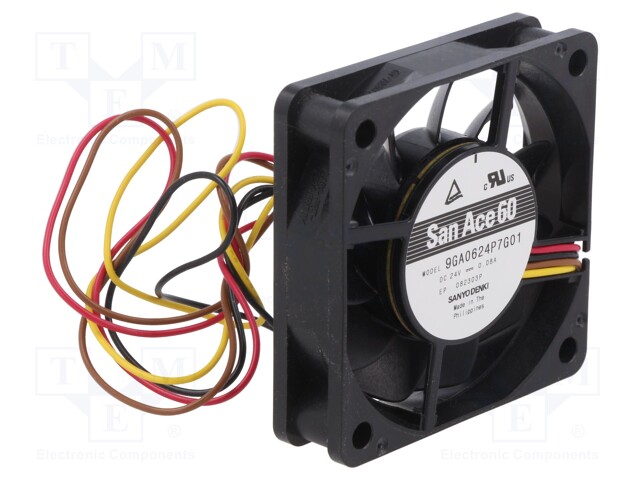 Fan: DC; axial; 24VDC; 60x60x15mm; 40.8m3/h; 38dBA; ball bearing