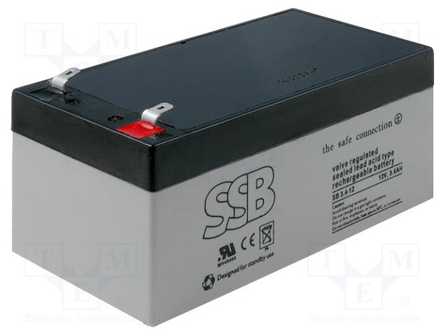 Re-battery: acid-lead; 12V; 3.4Ah; AGM; maintenance-free