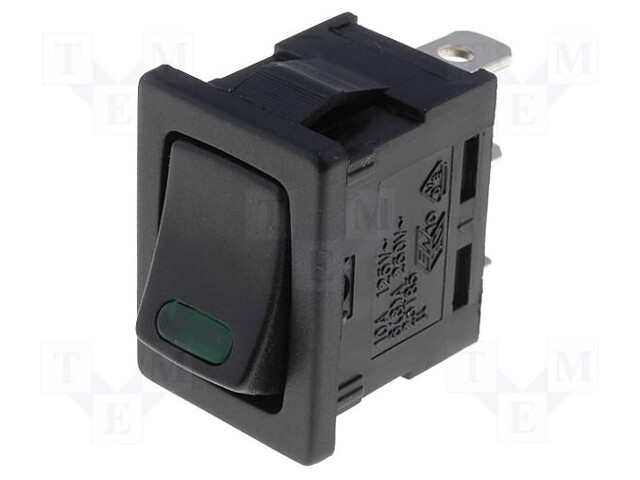 ROCKER; SPST; Pos: 2; OFF-ON; 16A/12VDC; black; LED 12VDC,point