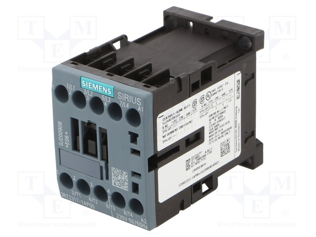 Contactor: 4-pole; NO x4; 230VAC; 12A; DIN,on panel; 3RT23; 690V