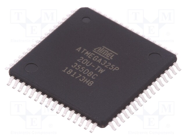 AVR microcontroller; EEPROM: 1kB; SRAM: 2kB; Flash: 32kB; TQFP64