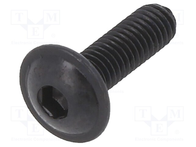 Screw; with flange; M3x10; Head: button; imbus; steel; black finish