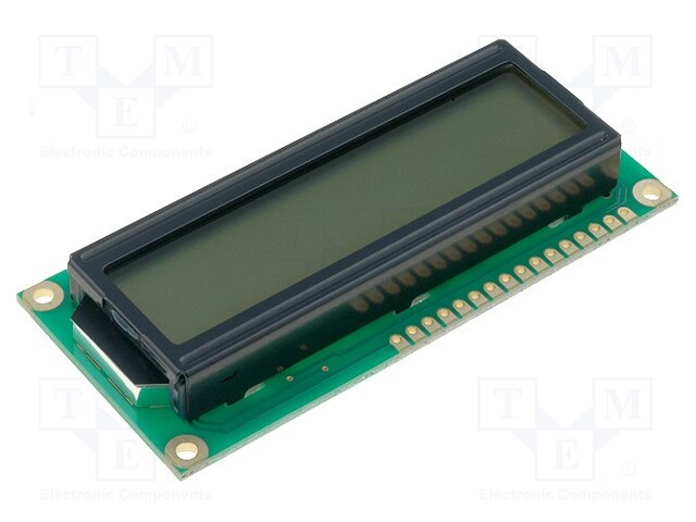 Display: LCD; alphanumeric; FSTN Positive; 16x2; gray; LED; PIN: 16