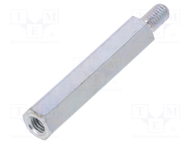 Screwed spacer sleeve; Int.thread: M3; 25mm; Ext.thread: M3; steel