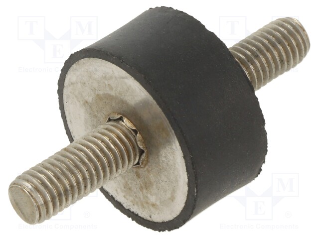 Vibration damper; M8; Ø: 30mm; rubber; L: 15mm; Thread len: 20mm