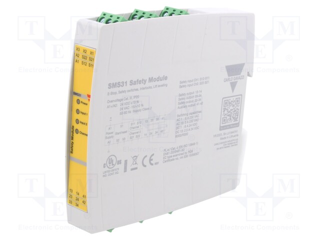 Module: safety relay; 24VAC; 24VDC; DIN; -25÷60°C; Safety cat: 4