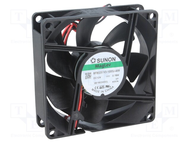 Fan: DC; axial; 12VDC; 80x80x25mm; 56.06m3/h; 28dBA; Vapo; 2600rpm