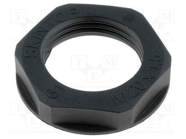 Nut; M20; polyamide; UL94V-2; 27mm; black; -20÷100°C; Thread: metric