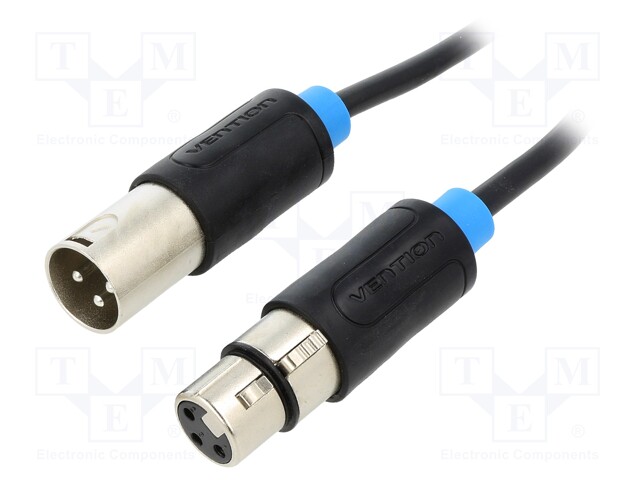 Cable; XLR male 3pin,XLR female 3pin; 10m; black; Øcable: 6mm