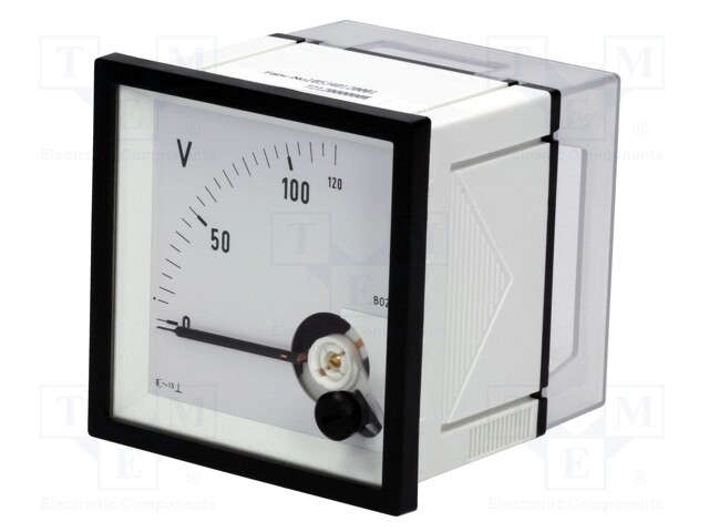 Meter: panel; analogue; 0÷120V; True RMS; Class: 1,5; 45÷65Hz; IP52