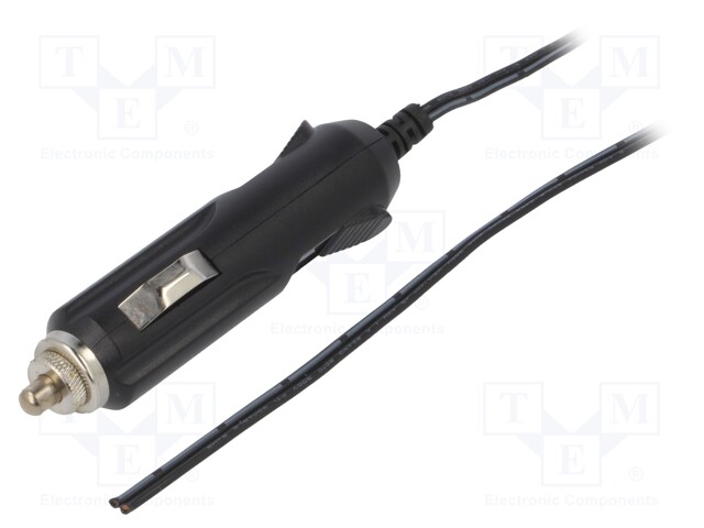 Cigarette lighter plug; cables; 3A; black; 0.1m