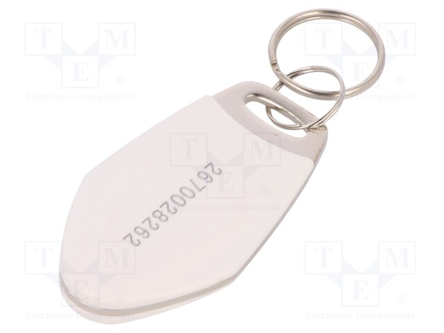 RFID pendant; laser printed code in 8H10D format; white; 12g