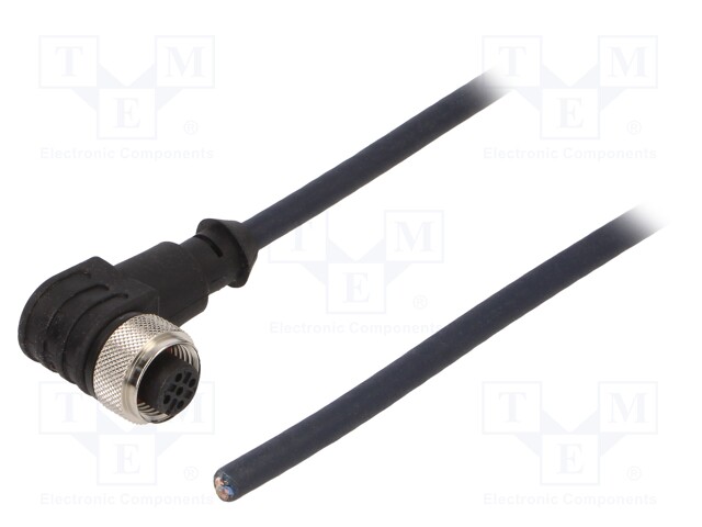 Connection lead; M12; PIN: 5; angled; 3m; plug; 60VAC; 4A; -35÷105°C