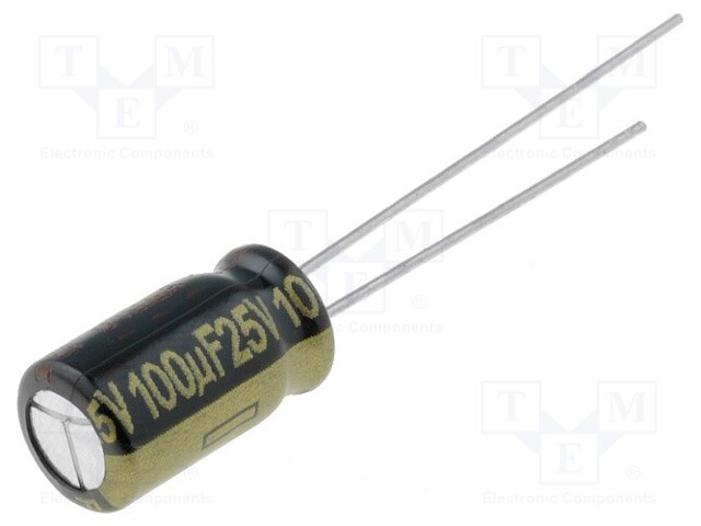 Capacitor: electrolytic; low impedance; THT; 100uF; 25VDC; ±20%