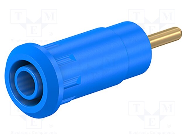 Socket; 2mm banana; Overall len: 29mm; blue; Mounting: plug-in