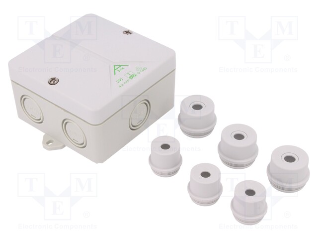 Enclosure: junction box; X: 94mm; Y: 94mm; Z: 56mm; polystyrene; IP54