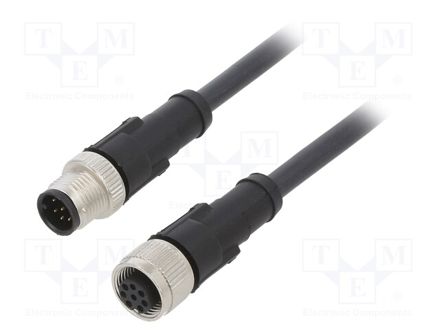 Connection lead; M12; PIN: 8; 2m; plug; 30VAC; 4A; -25÷80°C; 30VDC