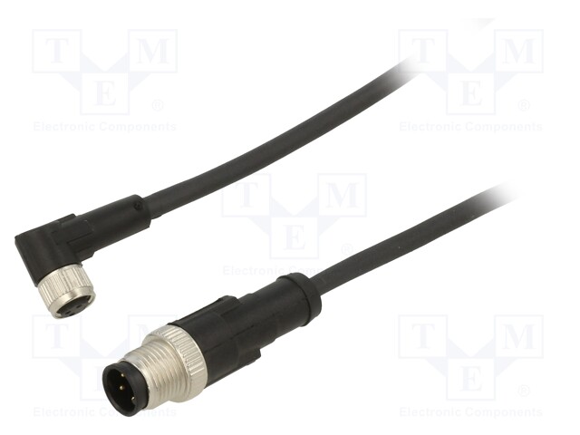 Connection lead; M12,M8; PIN: 3; 1m; plug; 60VAC; 3A; -25÷80°C; 60VDC