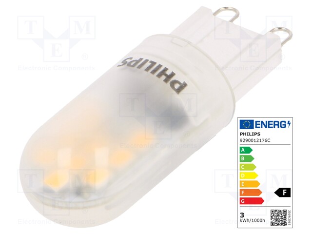 LED lamp; warm white; G9; 230VAC; 210lm; 1.9W; 3000K; CRImin: 80