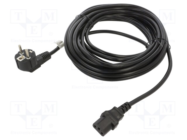 Cable; CEE 7/7 (E/F) plug angled,IEC C13 female; PVC; Len: 10m