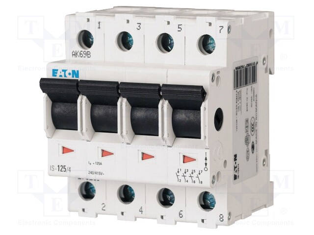 Switch-disconnector; Poles: 4; DIN; 125A; 240VAC; IS; IP40; 0.8÷1mm