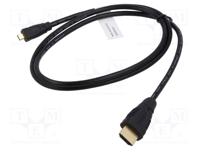 Cable; HDMI 1.4; HDMI plug,micro HDMI plug; 1m; black