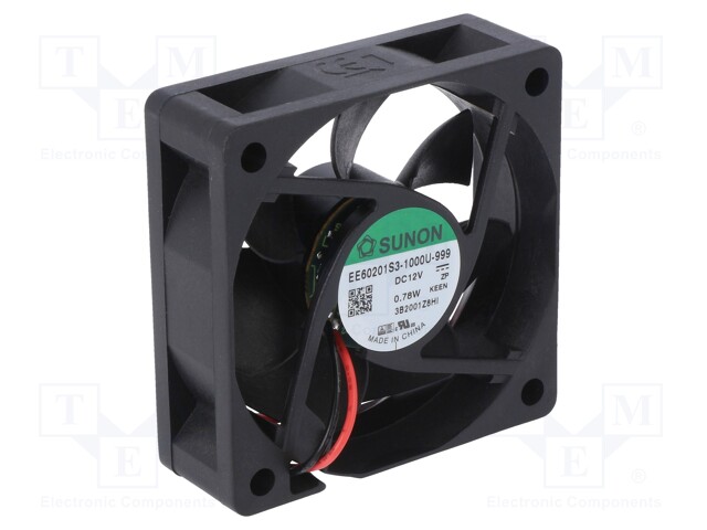 Fan: DC; axial; 12VDC; 60x60x20mm; 28.54m3/h; 22dBA; slide bearing