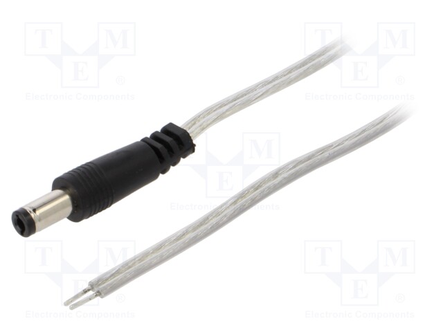 Cable; wires,DC 5,5/2,5 plug; straight; 0.5mm2; transparent; 1.5m
