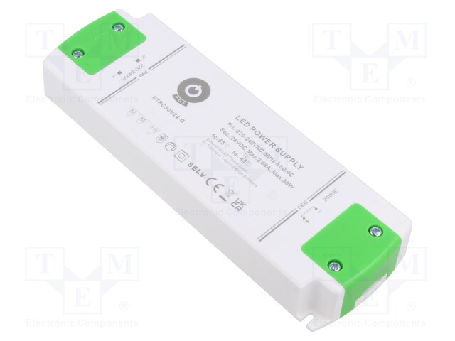 Power supply: switched-mode; LED; 50W; 24VDC; 2.08A; 180÷264VAC