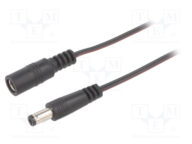 Cable; DC 5,5/2,1 plug,DC 5,5/2,1 socket; straight; 0.35mm2