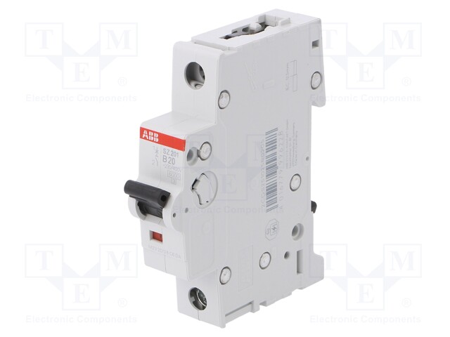 Circuit breaker; 230VAC; Inom: 20A; Poles: 1; DIN; Charact: B; 6kA