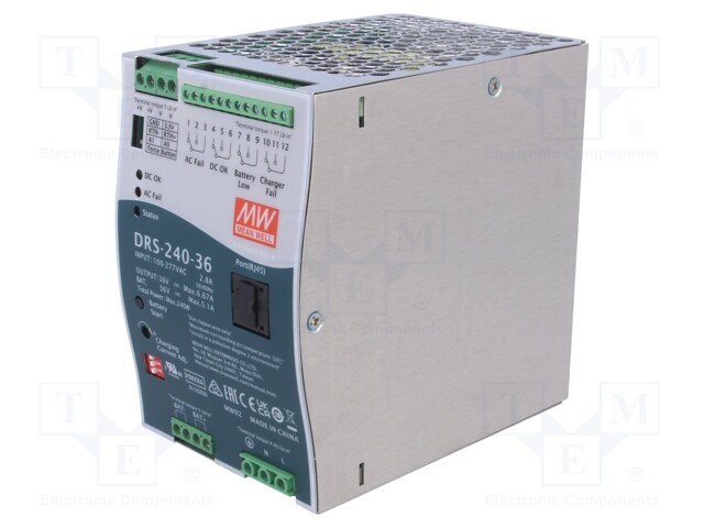 Power supply: buffer; for DIN rail; 240W; 36VDC; 6.6A; 90÷305VAC