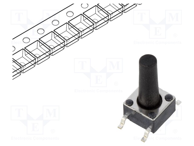 Microswitch TACT; SPST-NO; Pos: 2; 0.05A/12VDC; SMT; 1.57N; 6x6x4mm