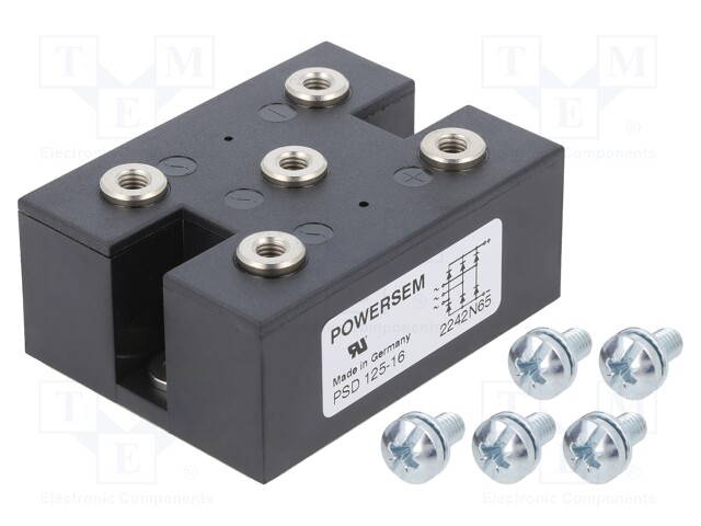 Bridge rectifier: three-phase; Urmax: 1.6kV; If: 166A; Ifsm: 1.6kA