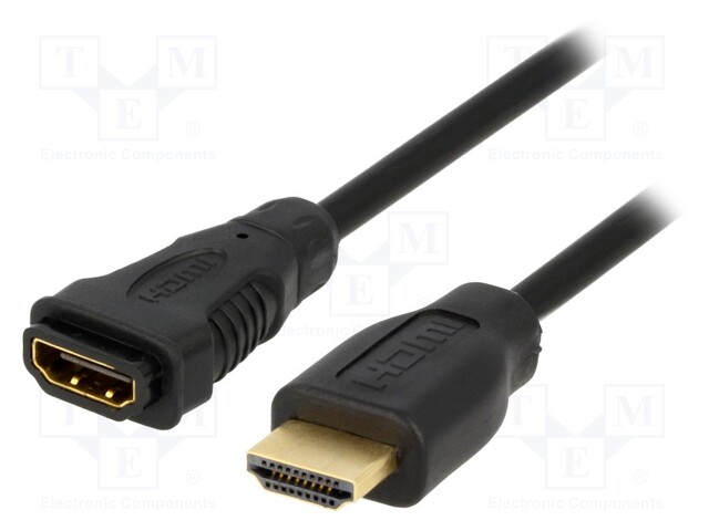 Cable; HDMI 1.4; HDMI socket,HDMI plug; 1m; black