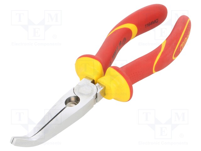 Pliers; insulated,curved,flat; 200mm; Conform to: EN 60900,VDE