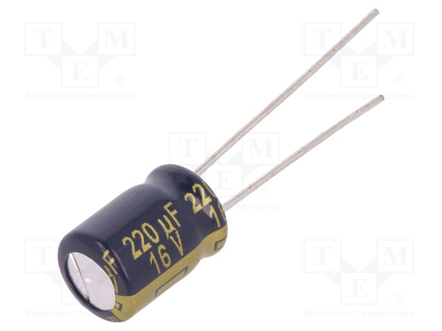 Capacitor: electrolytic; low impedance; THT; 220uF; 16VDC; ±20%