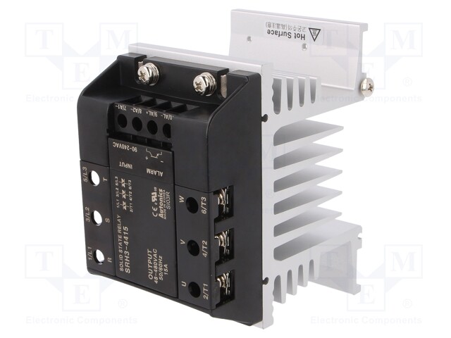 Relay: solid state; Ucntrl: 90÷240VAC; 15A; 48÷480VAC; 3-phase; DIN