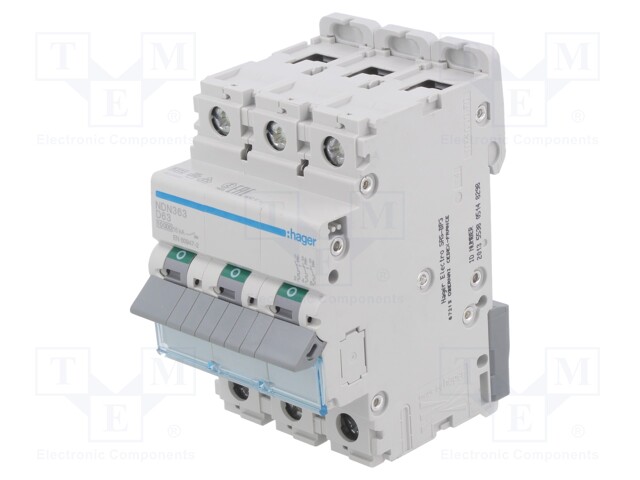 Circuit breaker; 230/400VAC; Inom: 63A; Poles: 3; DIN; Charact: D