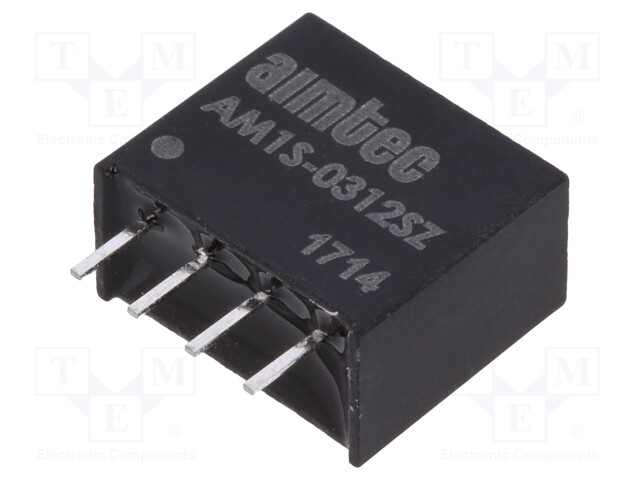 Converter: DC/DC; 1W; Uin: 2.97÷3.63V; 12VDC; Iout: 83mA; SIP4; 1.8g