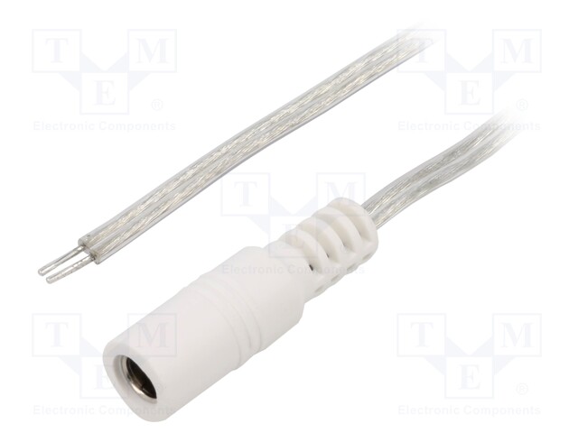 Cable; wires,DC 5,5/2,1 socket; straight; 0.5mm2; transparent; 2m