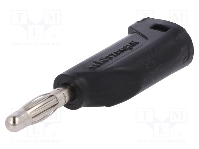 Plug; 4mm banana; 32A; 33VAC; 70VDC; black; Max.wire diam: 4mm