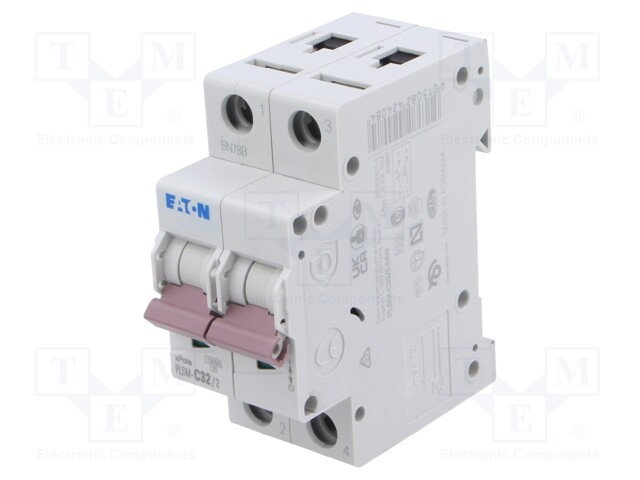 Circuit breaker; 230/400VAC; Inom: 32A; Poles: 2; DIN; Charact: C