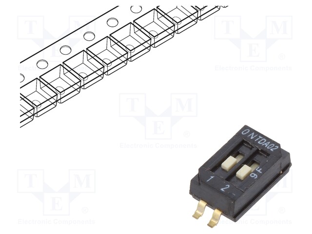 Switch: DIP-SWITCH; Poles number: 2; OFF-ON; 0.025A/24VDC; Pos: 2