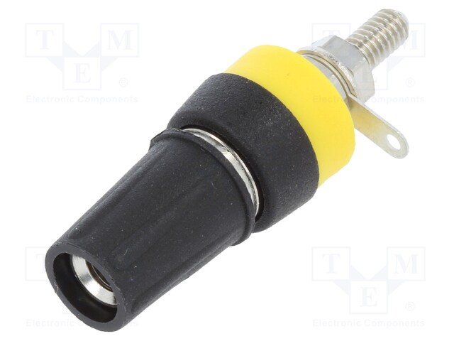 Socket; 4mm banana; 15A; 250VDC; L: 42mm; black; nickel plated